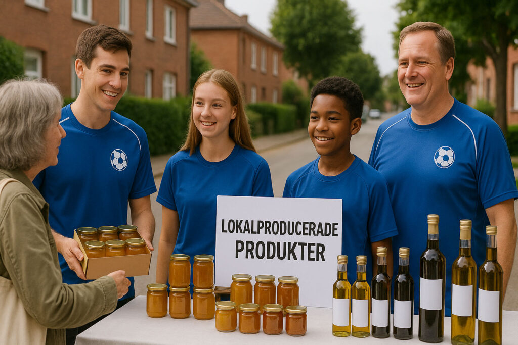 Lag säljer lokalproducerade produkter för insamling